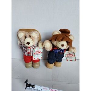 VINTAGE Wendy's BOONE Furskins Bear - With TAGS-1986- Red Plaid Shirt - 7" Lot 2